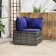 preview thumbnail 18 of 100, vidaXL Patio Corner Sofa with Cushions Black/Brown/Gray Poly Rattan 24.8" x 24.8" x 22.6" 1-Piece - Gray/Dark blue