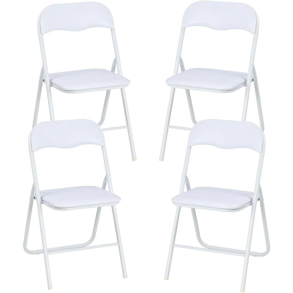 4 Folding Chairs with Cushion, with Non-Slip Feet Pads