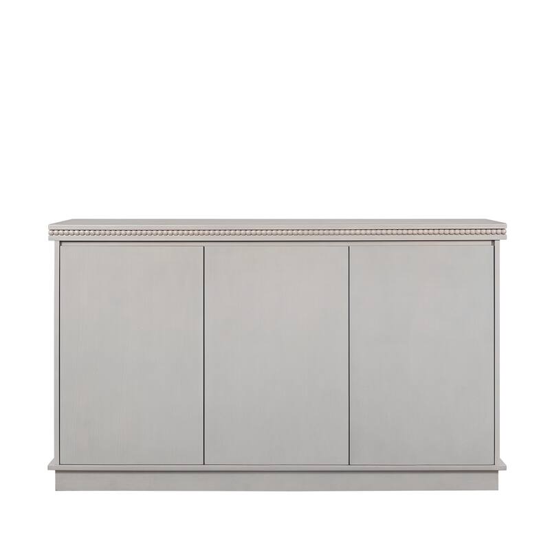 Classic Wooden Sideboard with Beaded Trim - Elegant Storage Cabinet for Dining or Living Room - Grayish