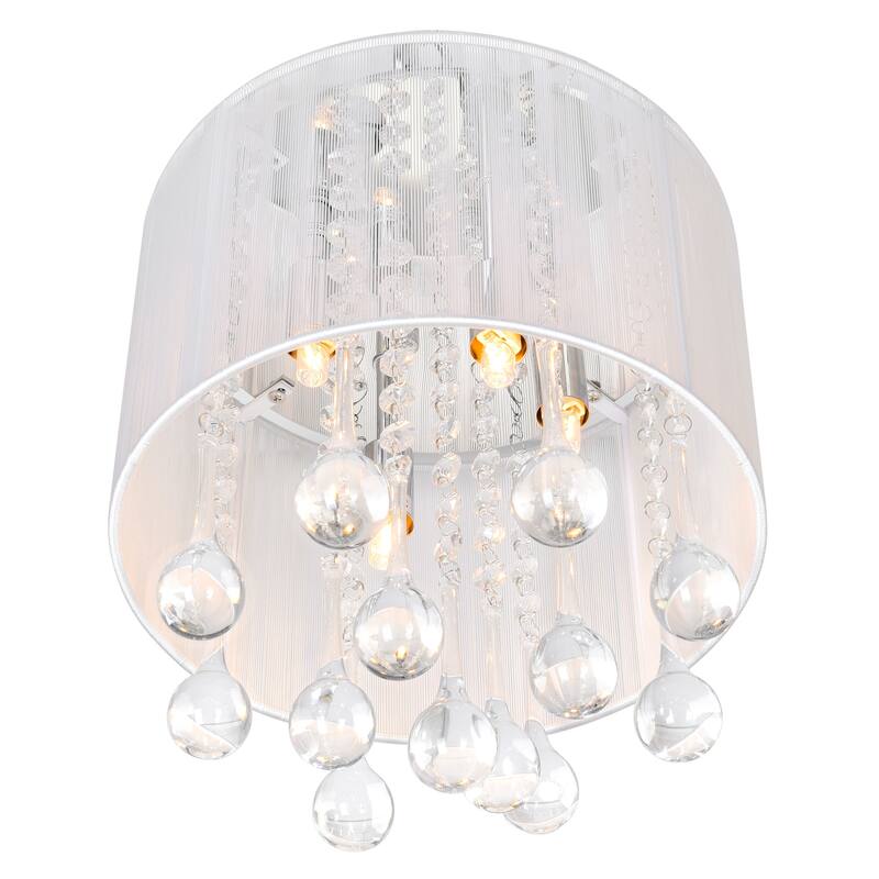 Water Drop 4 Light Drum Shade Flush Mount With Chrome Finish
