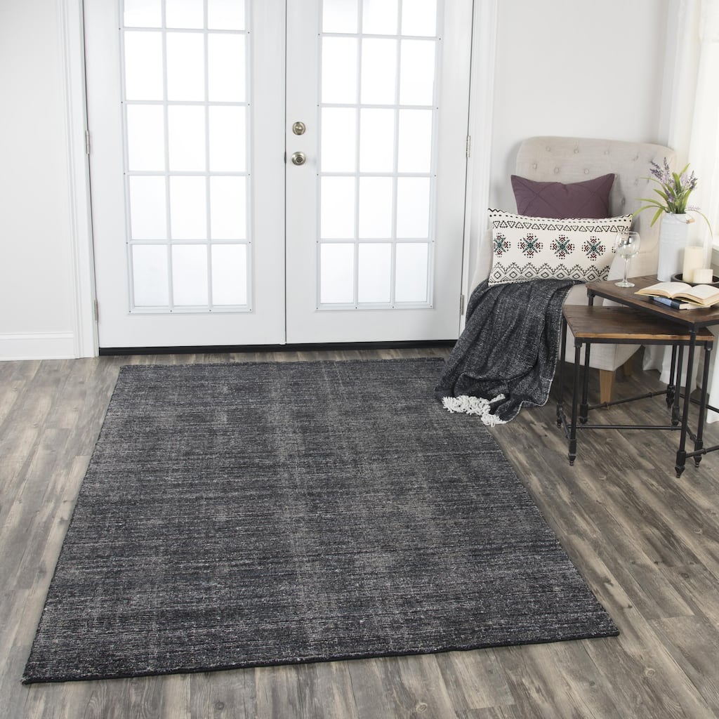 Alora Decor Demure Solid Charcoal Black Hand-tufted Wool Blend Rug