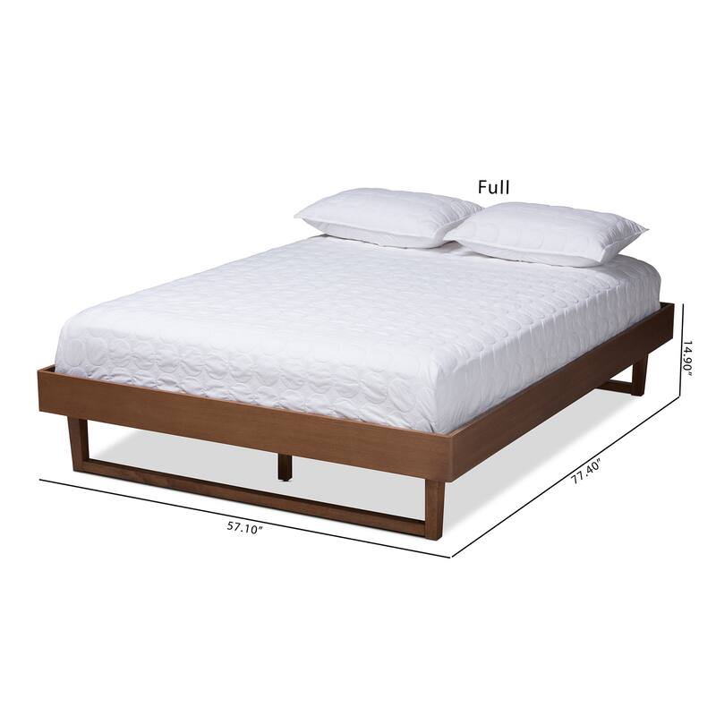 Full Size Platform Bed Frame - Walnut Brown Wood Bed - Low Profile Design - No Box Spring Needed - HomeStock