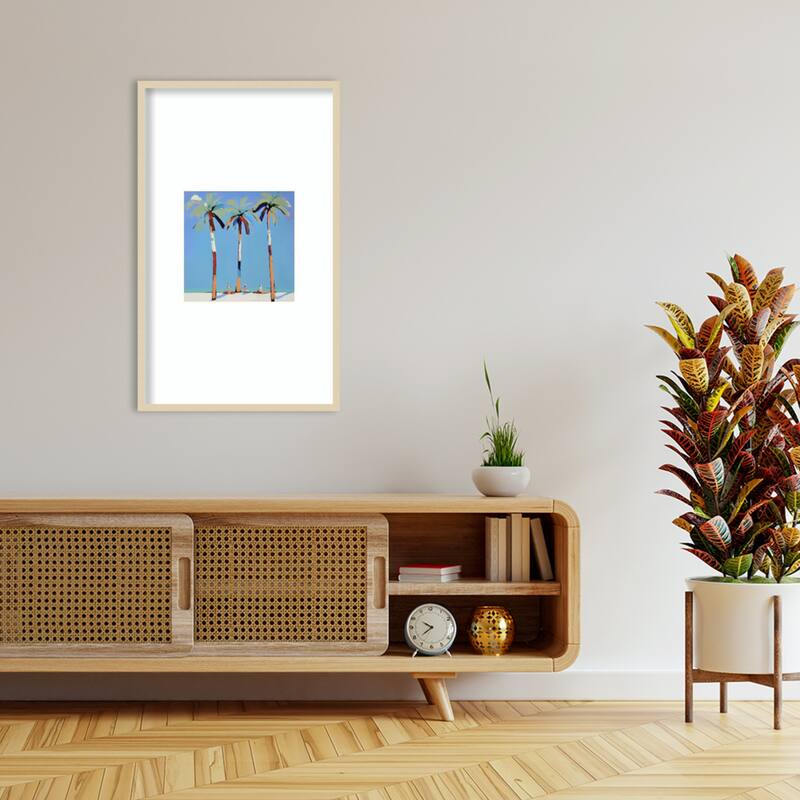 Three Palm Trees by Elena Avanesova Wood Framed Wall Art Print
