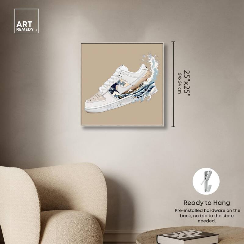 Great Wave Sneaker Splash Canvas by Art Remedy