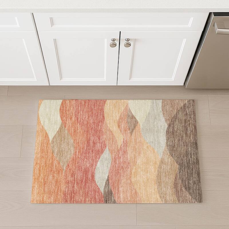 Machine Washable Indoor/ Outdoor Modern Horizon Chantille Rug