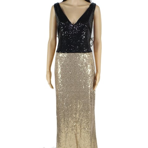 Lauren by Ralph Lauren Womens Dress Gold Size 4 Ball Gown Sequined