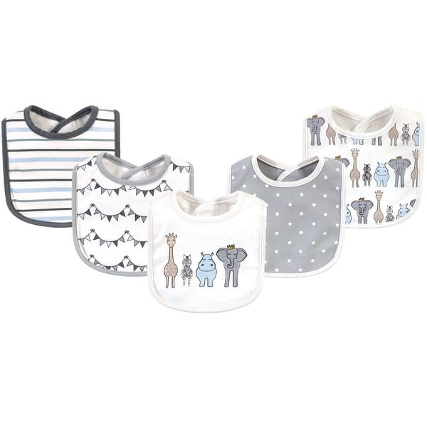 slide 1 of 1, Hudson Baby Infant Boy Cotton Bibs 5pk, Royal Safari, One Size - Royal Safari - One Size One Size - Royal Safari