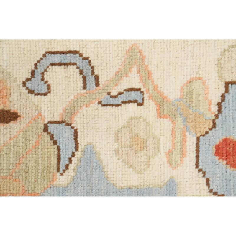 Hand Knotted Oriental 100% Wool Carpet Transitional Medallion Navy Blue & Blues Oushak Area Rug - 13' 6'' X 11' 2''