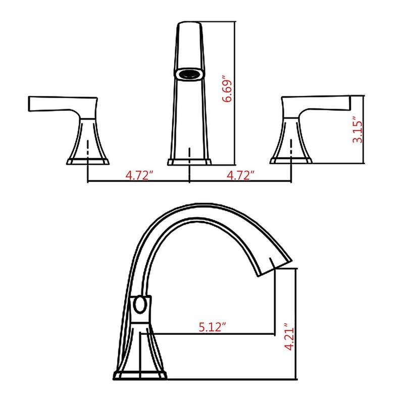 3 Holes Widespread Bathroom Sink Faucet Stainless Steel Bathroom Faucet with Pop Up Drain Vanity Tap with Dual Handles