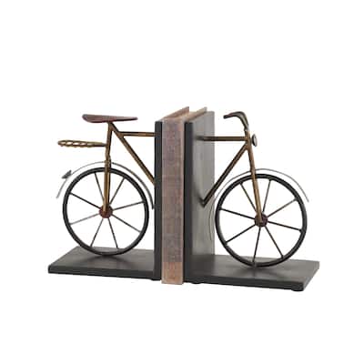 Metal Bike Weathered Decorative Bookends - Set of 2 Black - Roche River Decor