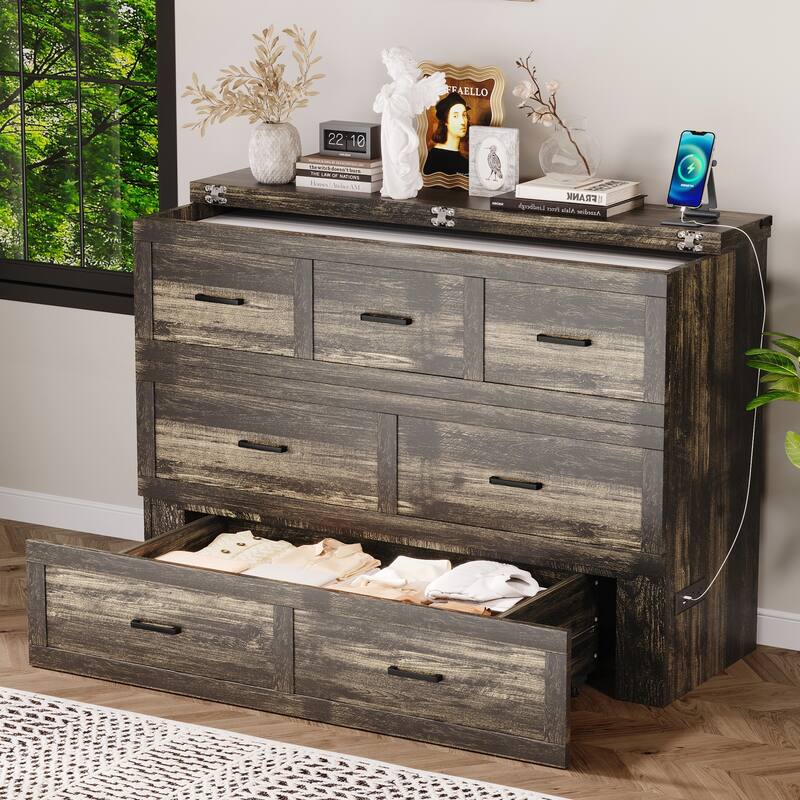 Murphy Bed Cabinet with Charging Station for Guest Room and Small Bedroom