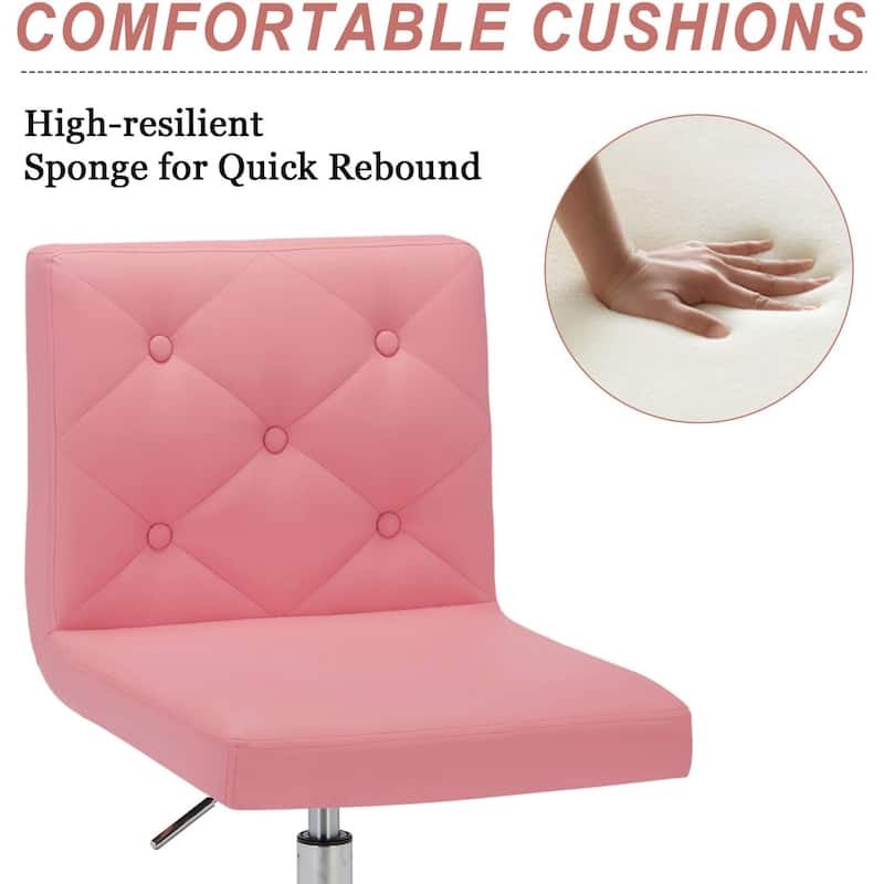 Javlergo Armless Office Desk Chair PU Leather Mid-Back Adjustable Height 360° Rolling Swivel 10 Colors Available Office Chair