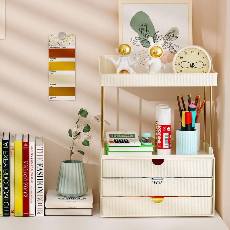 3 Drawers 2 Tier Makeup Organizer - Bathroom Counter Organizer