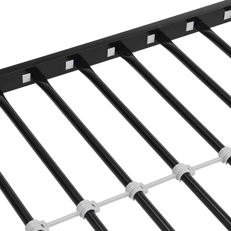 Twin over Full Metal Bunk Bed with Ladder and Fence for Kids