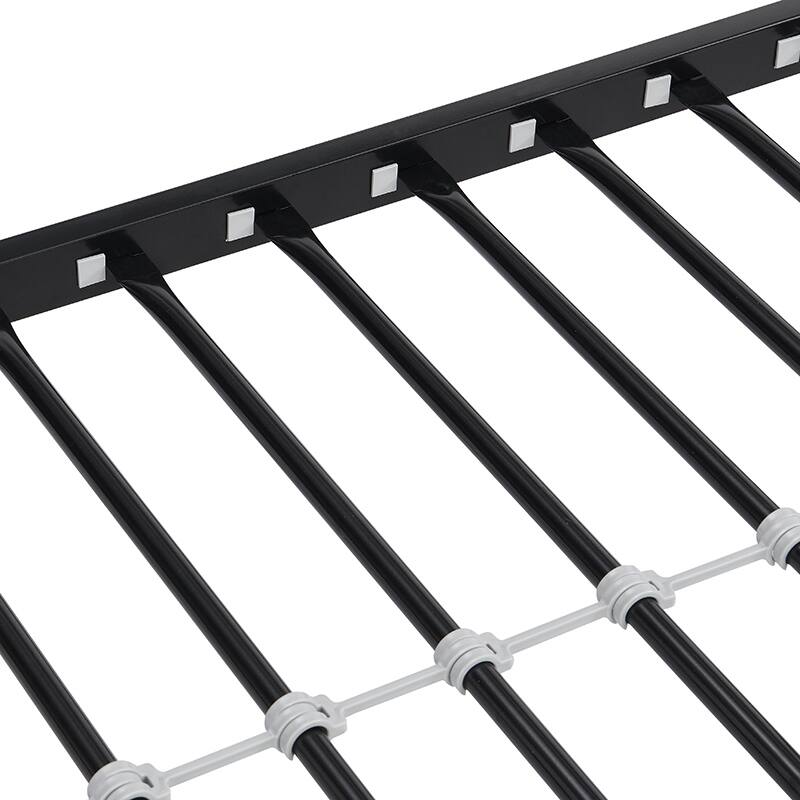 Twin over Full Size Metal Bunk Bed with Ladder and Fence for Kids, Boys and Girls