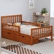preview thumbnail 64 of 79, Wooden Platform Bed Underbed Storage Bed with Sides Guardrails Spindle Headboard and 2 Drawers 8.98 inch Storage Underneath Walnut - Twin