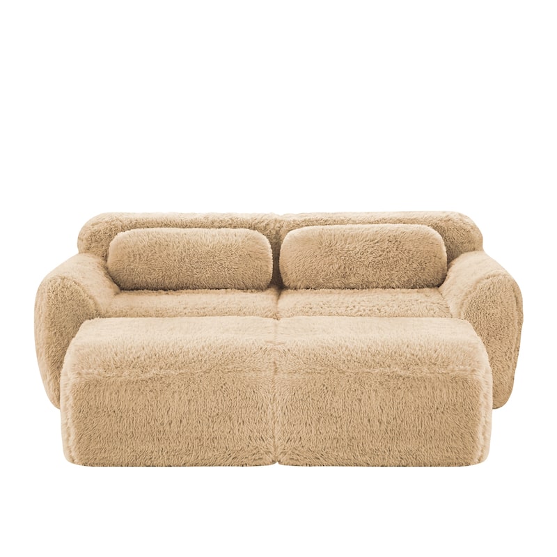 Roomfitters 80" Soft Plush Boneless Sofa with Chaise, No Assembly 32D Sponge Couch