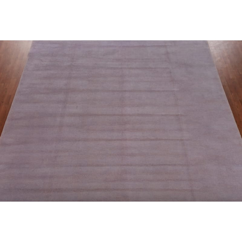 Hand Knotted Oriental 100% Wool Carpet Modern Solid Purples Gabbeh Area Rug - 13' 7'' X 10' 3''