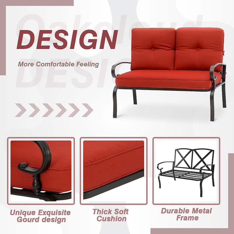 4-Piece Metal Outdoor Patio Loveseat Conversation Set