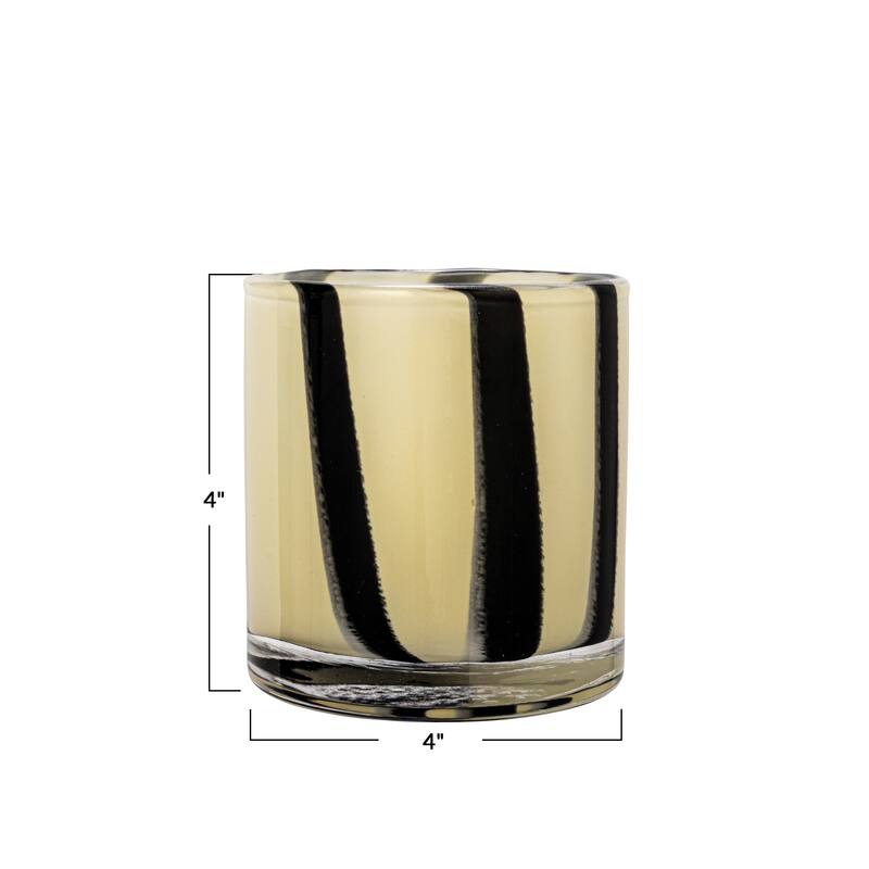 Glass Candle Holder with Stripes