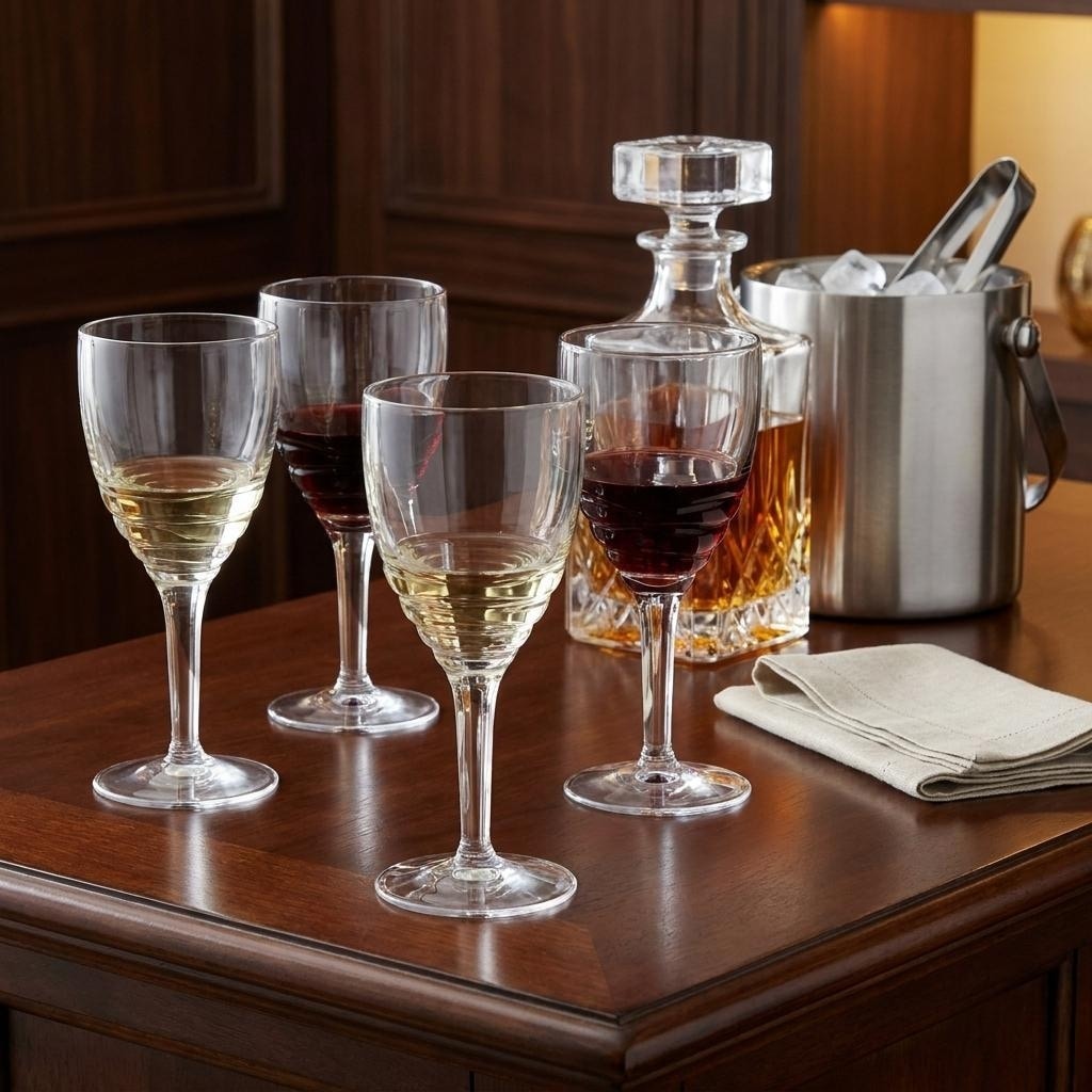 HomeRoots Set of Four Clear Swirl Acrylic Stemmed All Purpose Wine Glass