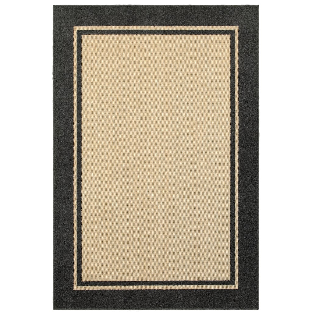 Chelles Sand Charcoal Border Outdoor Casual Area Rug