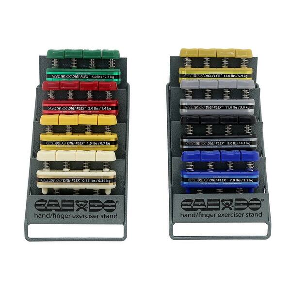 CanDo Digi-Flex hand exerciser - set of 8 (tan, yellow, red, green, blue, black, silver, gold), no rack CanDo Digi-Flex hand exerciser - set of 8 (tan, yellow, red, green, blue, black, silver, gold), no rack
