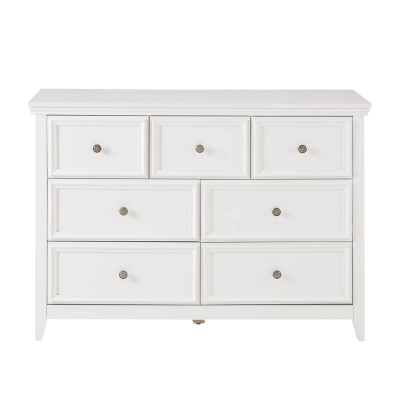 GDFStudio - Farmhouse Modern 7-Drawer Dresser Cabinet with Smooth Metal Slides and Wide Top