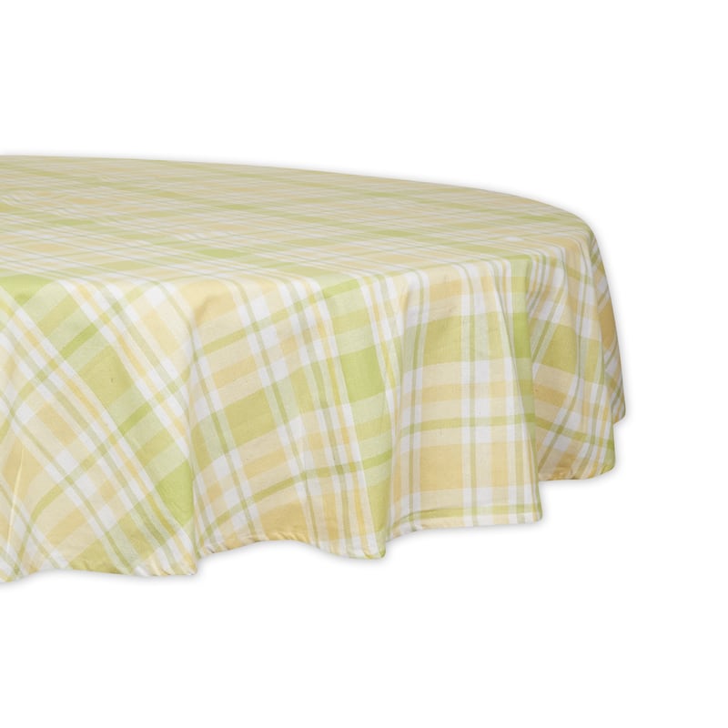 DII Lemon Bliss Print Tablecloth - 70 in. Round - Lemon Bliss Plaid 70" Round