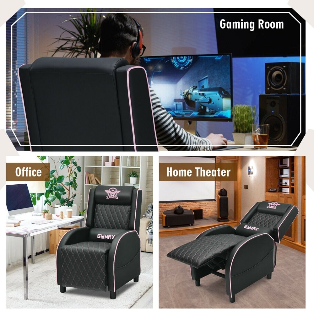 Gymax massage gaming recliner chair racing single lounge sofa deals home theater seat