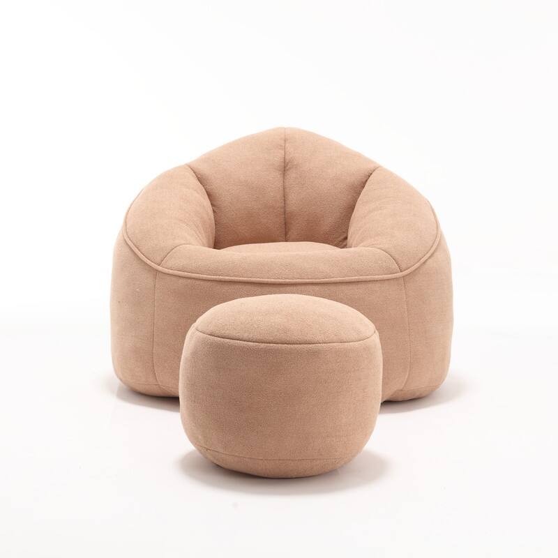 Compressed Foam Bean Bag Chair with Footrest - Plush Lounger for Modern Living Spaces