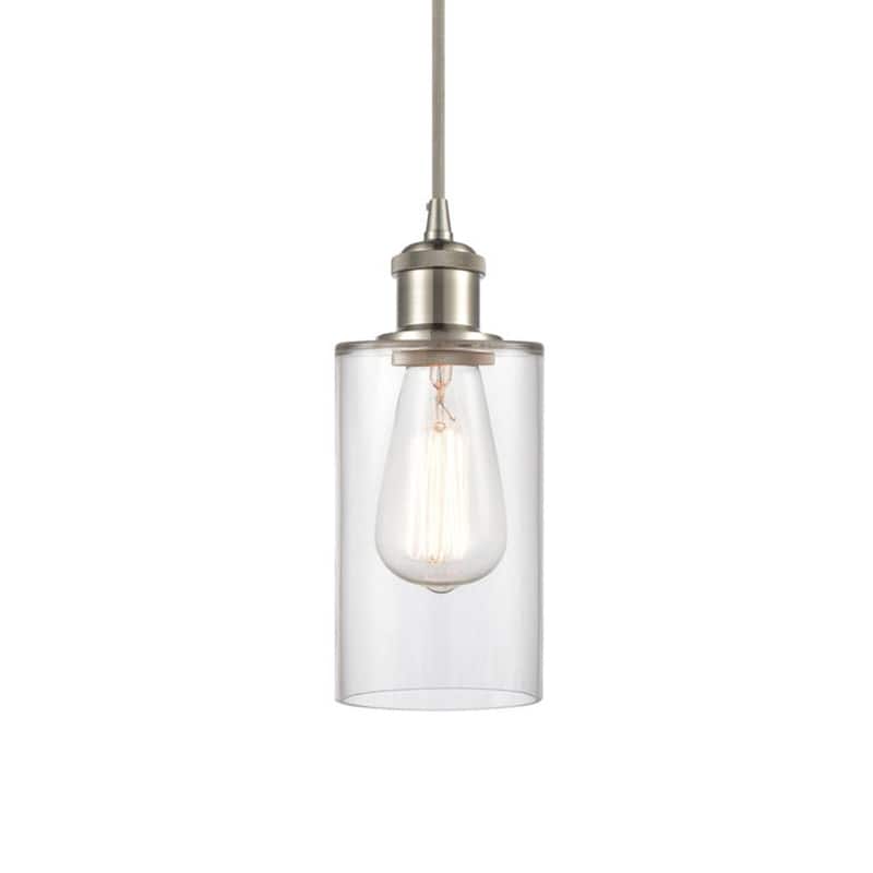 Innovations Lighting 516-1P-10-4 Clymer Pendant Clymer 4" Wide Mini - Clear / Brushed Satin Nickel