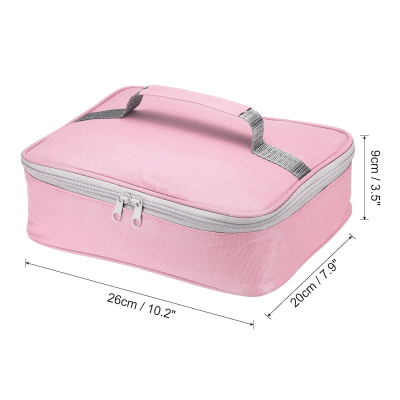 10.2"x7.9"x3.5" Portable Waterproof Insulated Lunch Tote Bag Lunch Box - Pink Grey