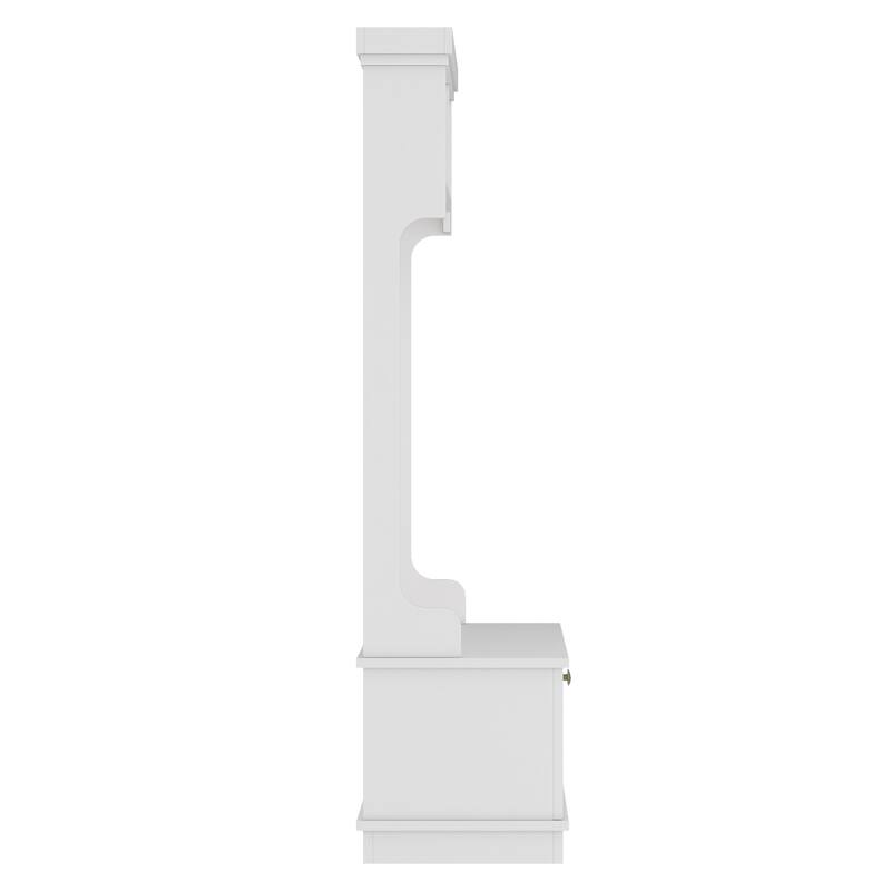 GDFStudio - Cherry Hall Tree with Shoe Bench, Coat Hooks and Display Shelves - 4-in-1 Entryway Organizer