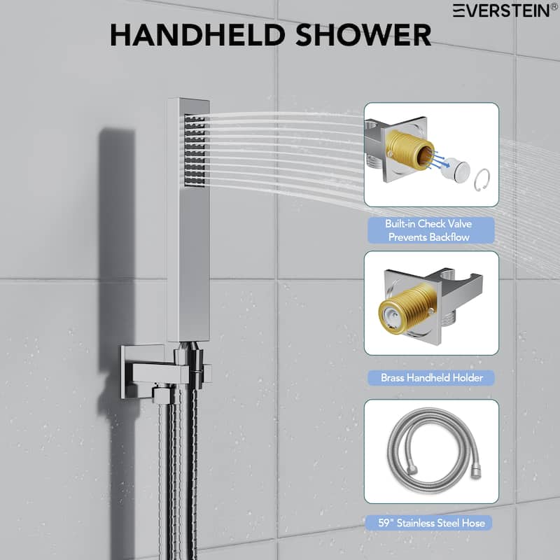 10" Rain Shower Head High Pressure Wall Mount Shower System, Bathroom Shower Faucet Set with Handheld Spray