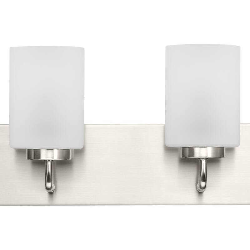 Merry Collection Six-Light Brushed Nickel and Etched Glass Transitional Style Bath Vanity Wall Light - 48 in x 5.75 in x 8.25 in