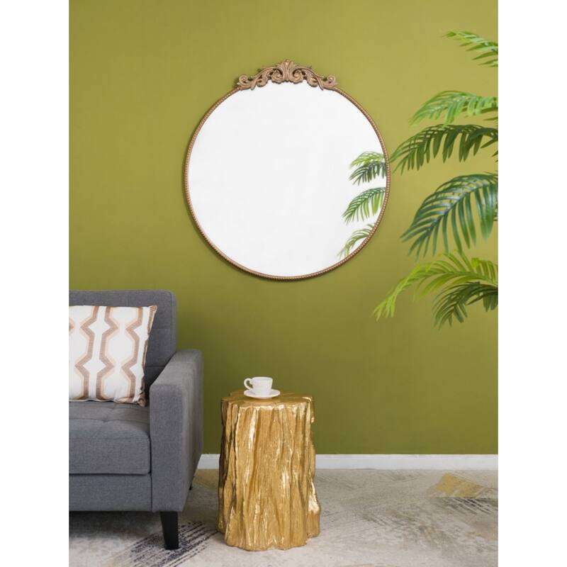 Vintage-Style Round Vanity Wall Mirror - 38.5" - Gold