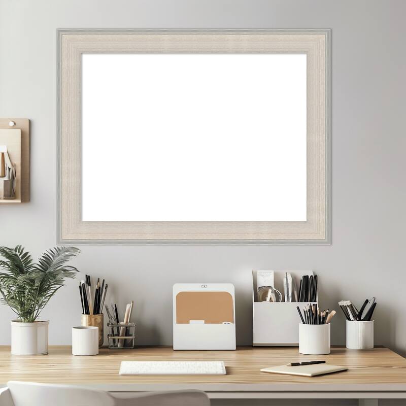 Amanti Art Cottage White Silver Framed Dry Erase Magnetic Board