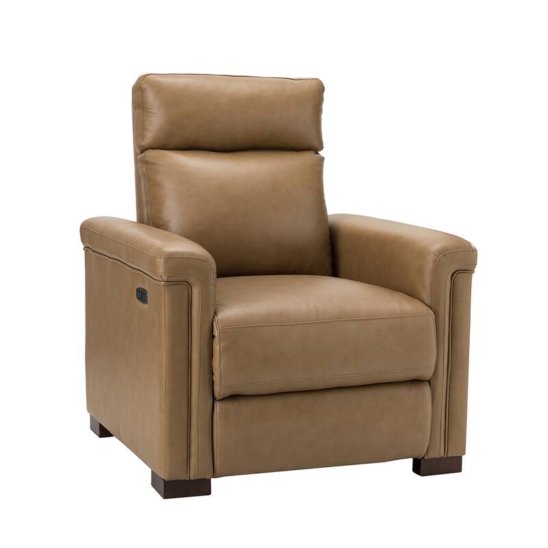 Alicia 34.65" Wide Contemporary Classic Genuine Leather Power Recliner With USB Port