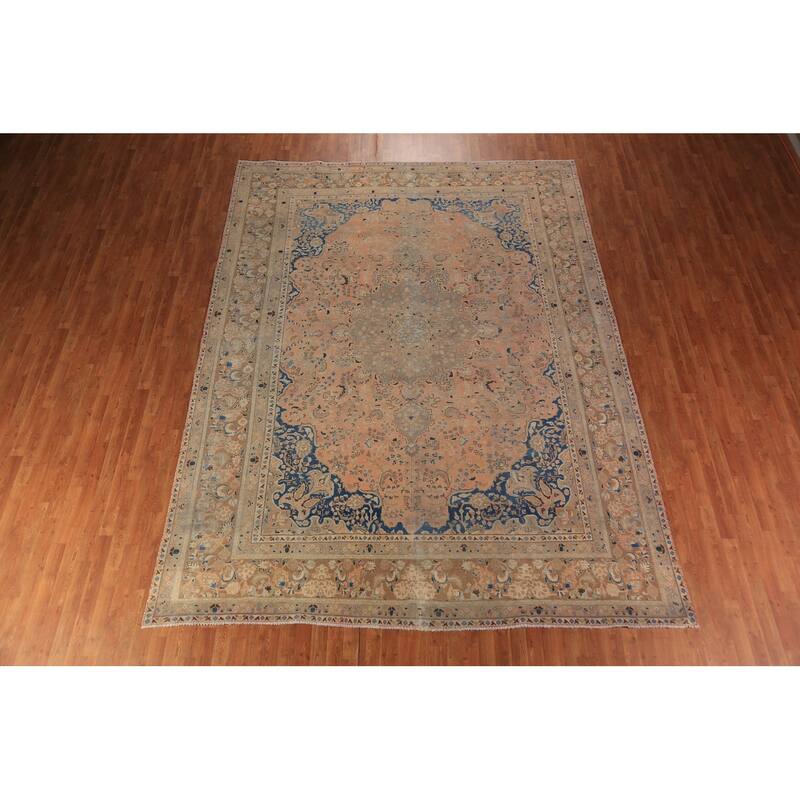 Orange Mashad Persian Area Rug Hand-Knotted Wool Carpet - 9'5"x 12'5"