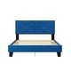 preview thumbnail 6 of 10, Simple Queen Bed Frame with Velvet Upholstered Headboard and Rivet Details