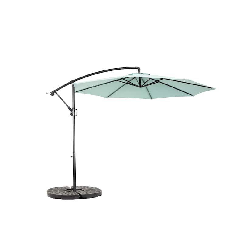 10ft Offset Hanging Market Patio Umbrella w/Easy Tilt Adjustment, Polyester Shade, 8 Ribs for Backyard, Poolside-(No Base)