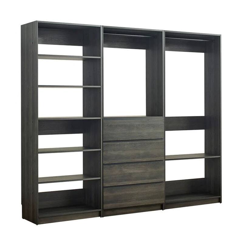 Dee Walk In Closet, Modular Freestanding Storage 9 Shelf 2 Rods Black