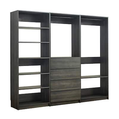 Dee Walk In Closet, Modular Freestanding Storage 9 Shelf 2 Rods Black