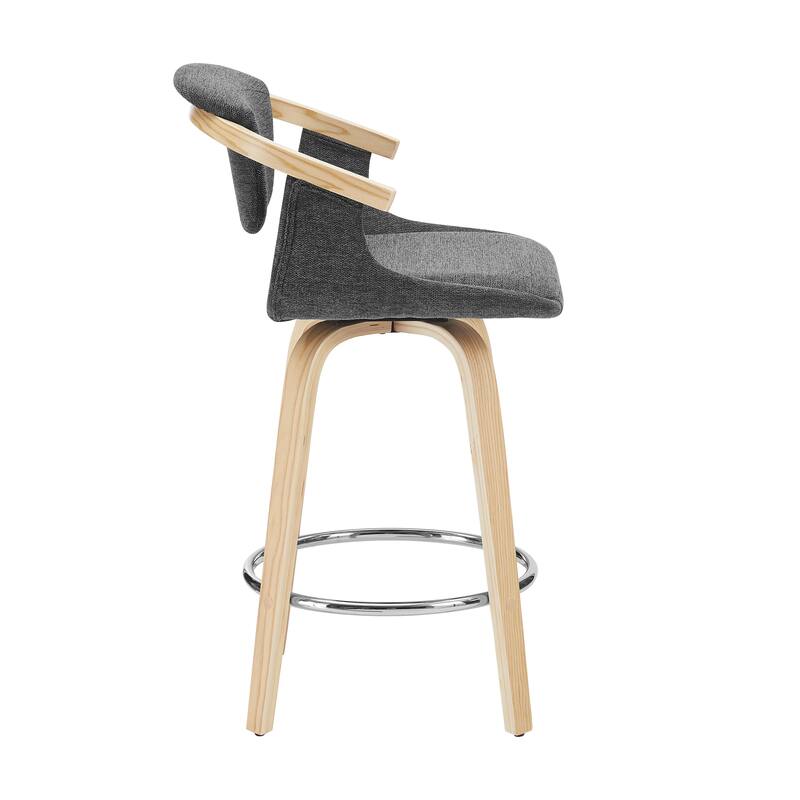 Art Leon Poplar Wood and Upholstered Swivel Barstool