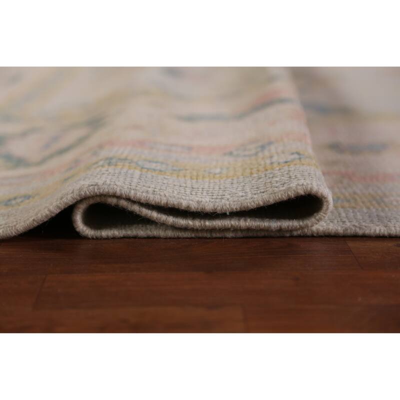 Hand Knotted Oriental 100% Wool Carpet Transitional All-Over Beige & Ivories Oushak Area Rug - 13' 2'' X 9' 5''