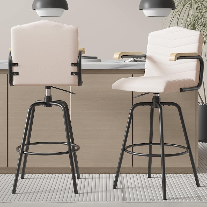 Javlergo Bar Height Bar Chairs Upholstered Bar Stools with Back and Arms Tall Kitchen Island Seating for Home/Commercial Use
