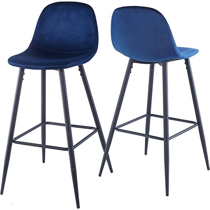 30 Inches Velvet Barstool Modern Counter Bar Height Chair for Kitchen Bar, Set of 2 - 19.3"D x 19.3"W x 39.1"H