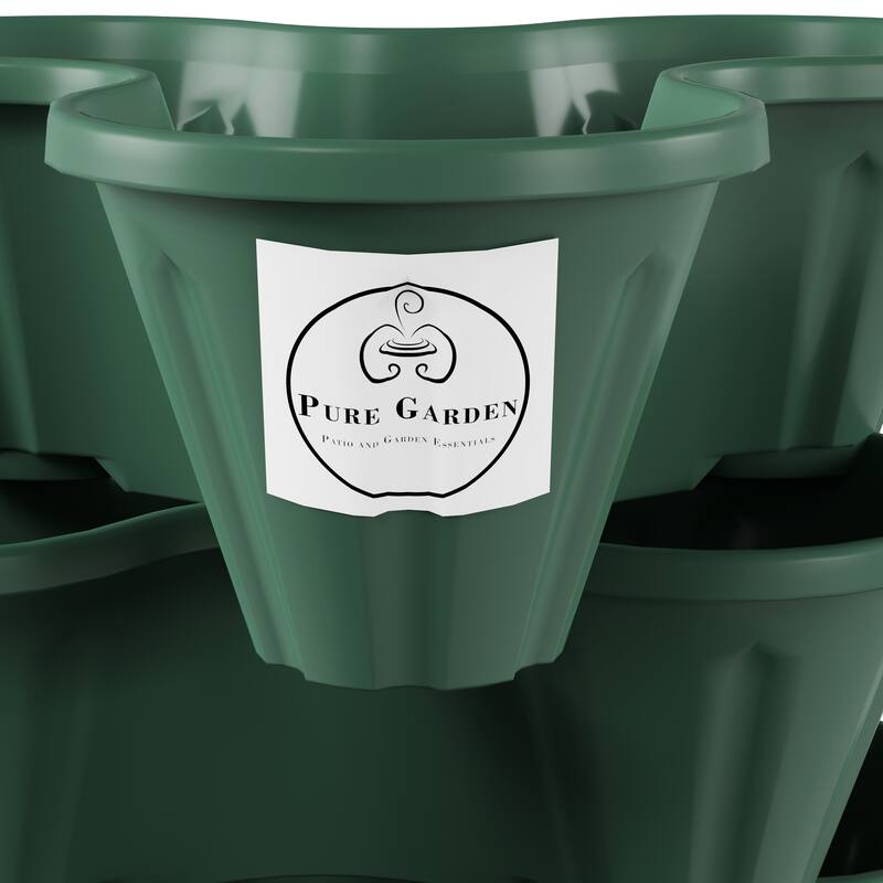 Set of 3 Stacking Planter Tower - 3-Tier Space Saving Flower Pots by Pure Garden - 13.5 x 10.75 x 4.75