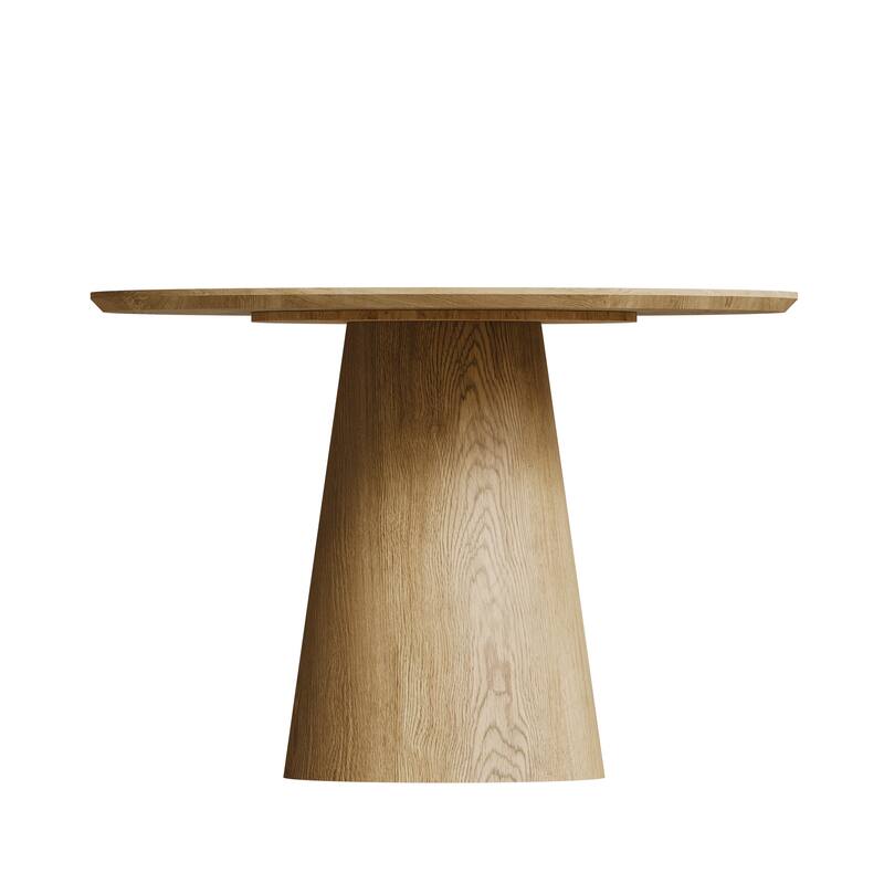 Modern Round Dining Table 43 Inch MDF Wood Grain Minimalist Design
